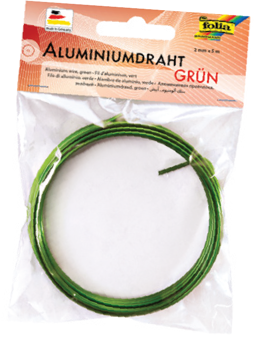 Aluminiumdraad 2 mm, 5 m - Groen