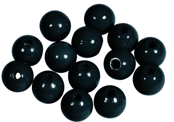 Houten kralen FSC 100%, gepolijst, 14mm , zwart, zak à 52 stuks