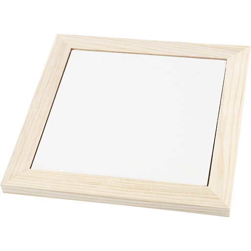 [CR556560] Onderzetter met houten lijst, buitenmaat 18,5x18,5x1,16 cm, binnenmaat 15x15x0,5 cm, 1 stuk, grenen
