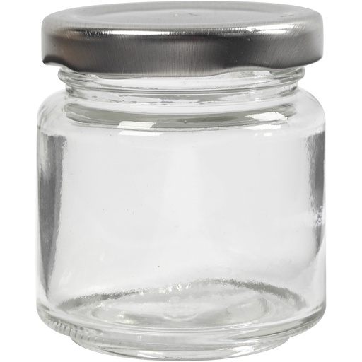 [CR55907] Glazen pot 100 ml met schroefdeksel, H: 6,5 cm, d: 5,7 cm - 12 stuks