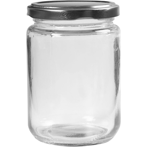 [CR55911] Glazen pot 370 ml met schroefdeksel, H: 11 cm, d: 7,5 cm - 6 stuks