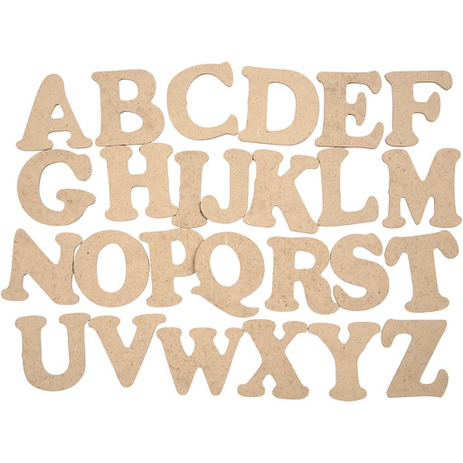 [CR574461] Houten letters, , 4 cm - dikte 2.5 mm, 26 stuks (MDF)