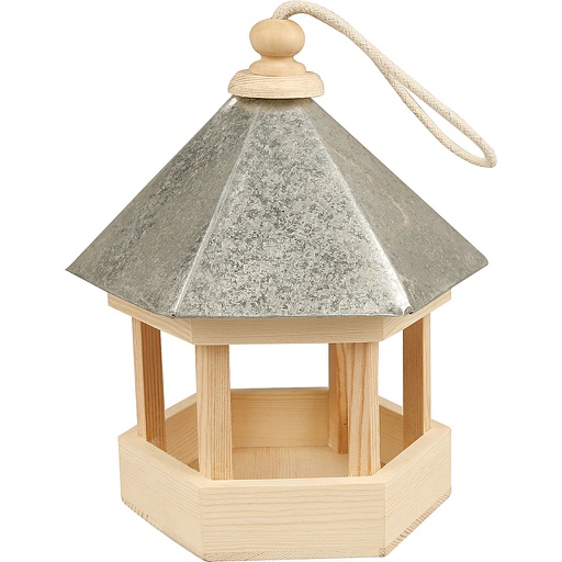 [CR577300] Vogelvoederhuis met zinken dak, H: 22cm, D: 18cm, B: 16,5cm