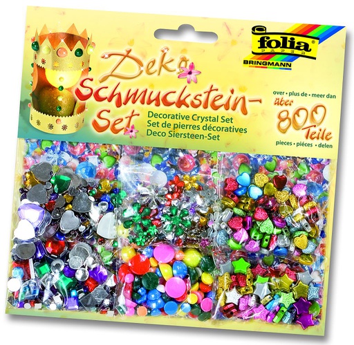 [FOL124190] Decoratieve Kristalmix, 800 onderdelen, assorti in verschillende vormen en kleuren - Basic