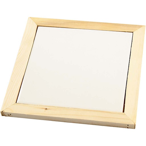 [054259] Onderzetter met houten lijst, 15 x 15cm - Grenenhout