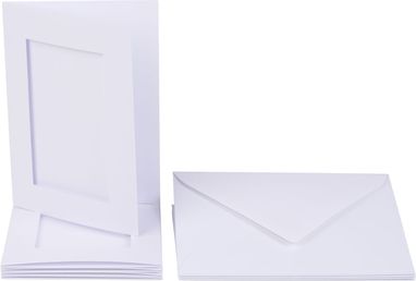 [FOL1305#00] Passepartouts rechthoek 220g/m², 10,5x15cm, 5 kaarten & enveloppen, wit