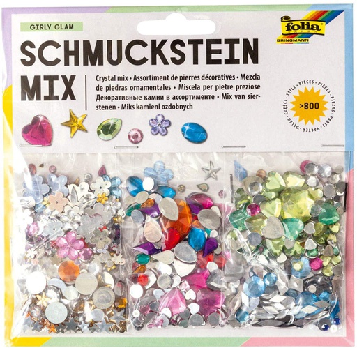 [FOL12619] Decoratieve Kristalmix, 800 onderdelen, assorti in verschillende vormen en kleuren - Girly glam 