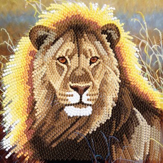 [CCK18#A13] Crystal Card Kit ® Diamond Painting 18x18cm, Resting Lion 