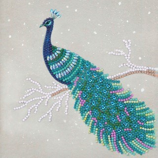 [CCK18#A67] Crystal Card Kit ® Diamond Painting 18x18cm, Pretty Peacock