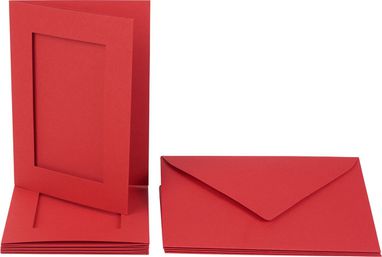 [FOL1305#20] Passepartouts rechthoek 220g/m², 10,5x15cm, 5 kaarten & enveloppen, rood