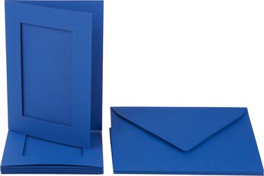 [FOL1305#35] Passepartouts rechthoek 220g/m², 10,5x15cm, 5 kaarten & enveloppen, koningsblauw