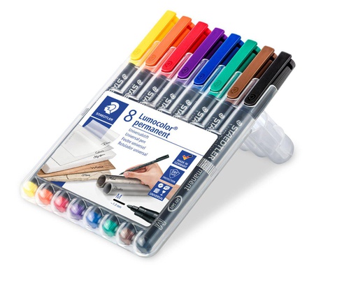 [S317WP8] Staedtler Lumocolor® Permanent Marker, (M) Box 8 stuks - Kleurassortiment