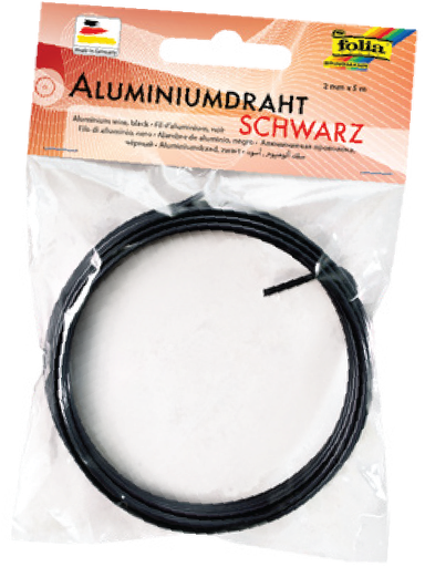 [FOL796#90] Aluminiumdraad 2 mm, 5 m - Zwart