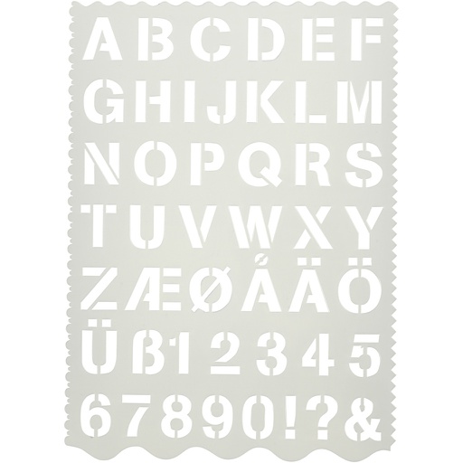 [CR11708] Sjabloon letters en cijfers - H: 25 mm, 21x29 cm