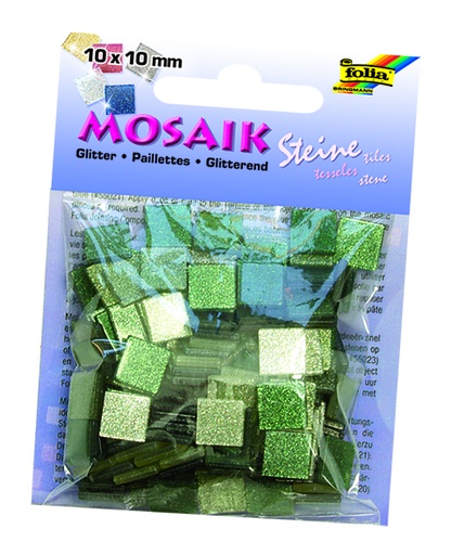 [FOL61203] Mozaïek steentjes GLITTER MIX, 45g, 10x10mm, 190 delen, groen