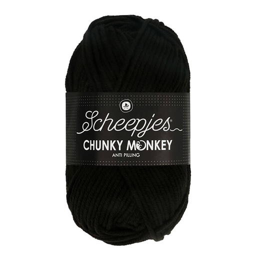 [CHU500#1002] Scheepjeswol "Chunky Monkey", 5x100g, 100% Acryl, naald 5.0, kleur 1002 Black