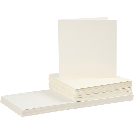 [CR23119] Kaarten en enveloppen, off-white, afmeting kaart 15x15 cm, afmeting envelop 16x16 cm, 50 sets