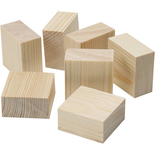 [CR677132] Houten blokjes, 4x4x2 cm - 10 stuks