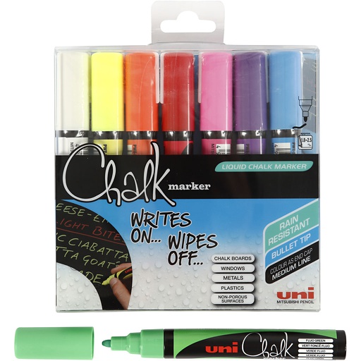 [CR279908] Chalk Marker - Krijtstiften lijndikte 1,8 - 2,5 mm, 8 verschillende kleuren