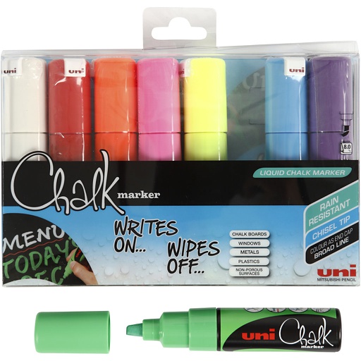 [CR279918] Chalk Marker - Krijtstiften lijndikte 8 mm, 8 verschillende kleuren