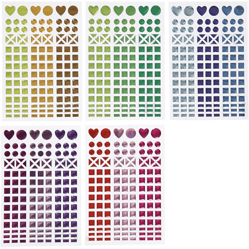 [CR28253] Mozaiek stickers, diverse kleuren, d: 8-14 mm, 11x16,5 cm, 2 m/ 1 rol